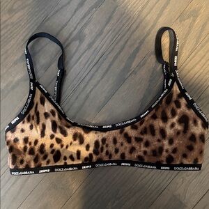 SKIMS Animal Print Bra with Black Straps
